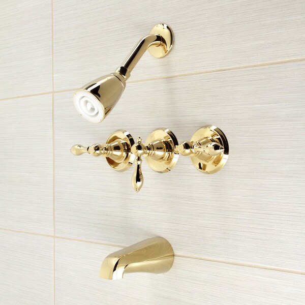 KB232ACL Three-Handle Tub And Shower Faucet, Polished Brass